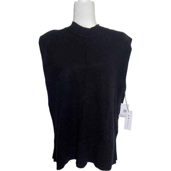 NWT Three Dots Womens Black Mock Neck Sleeveless Tank Pullover Top Shirt - Picture 3 of 9